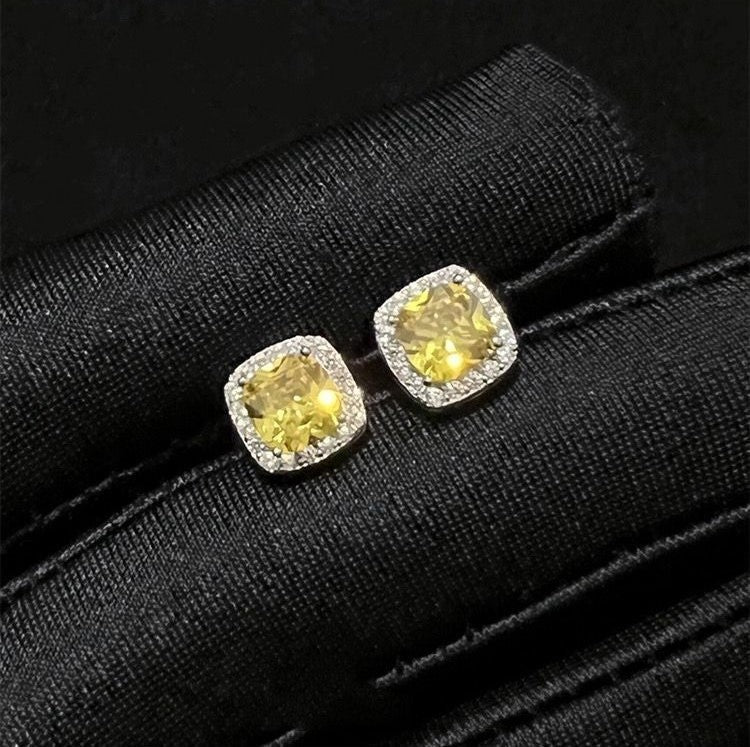 square diamond stud earrings