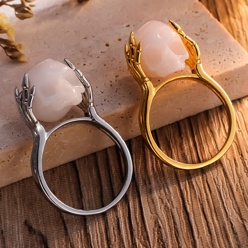 Pearl skull ring