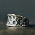 925 Silver Vintage Bump Broad Faceted Ring
