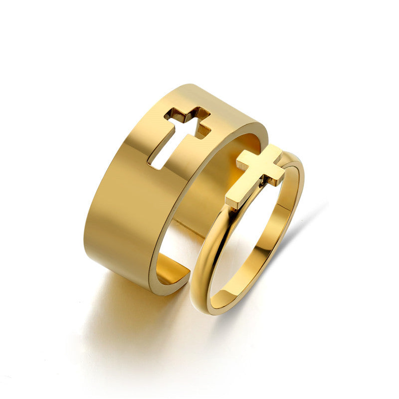 Love cross couple ring