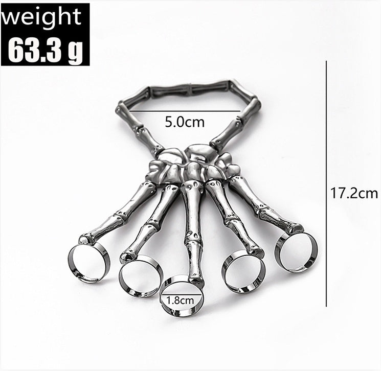 Punk skull hand bone bracelet