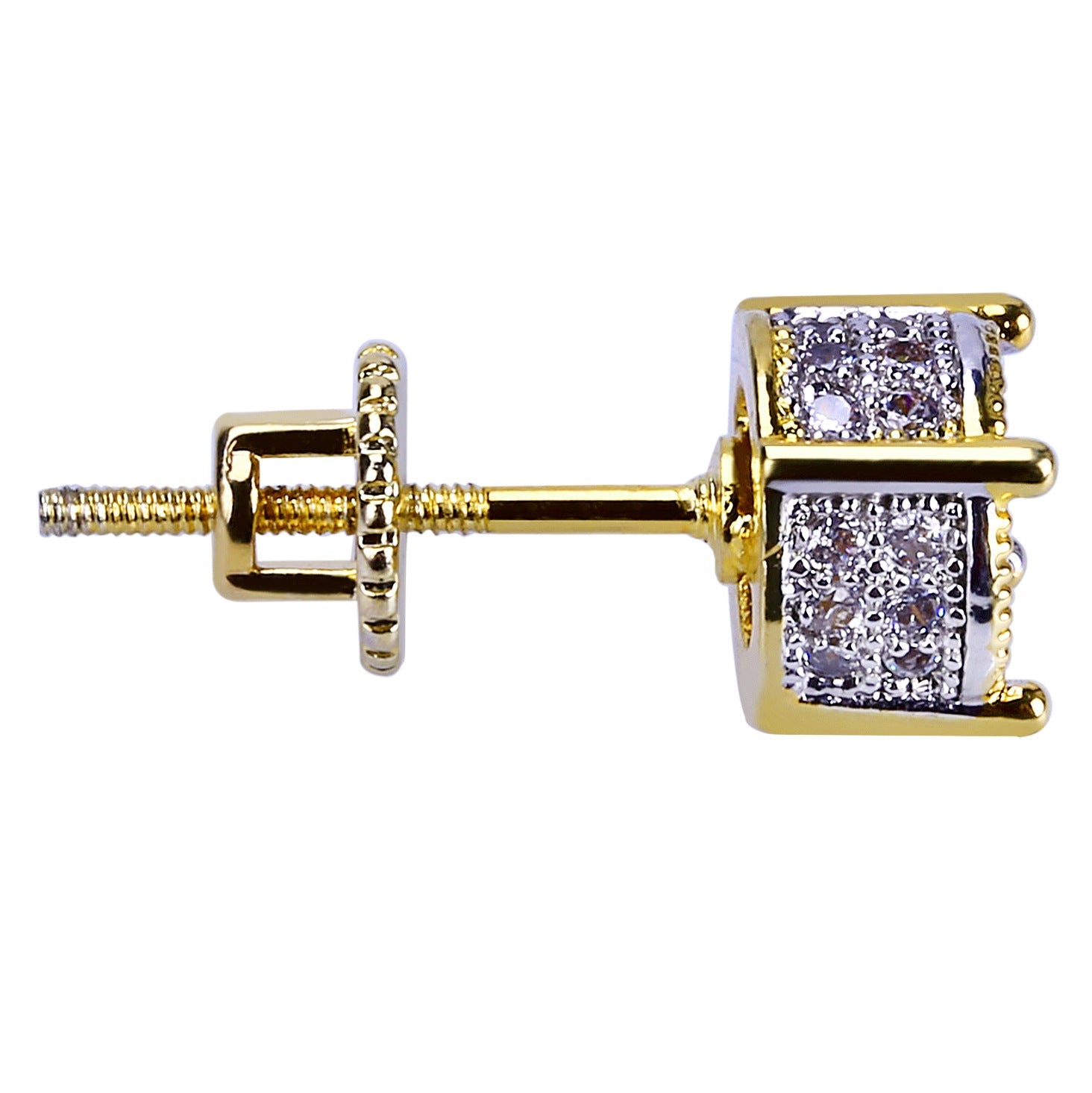Round two-color full diamond stud earrings