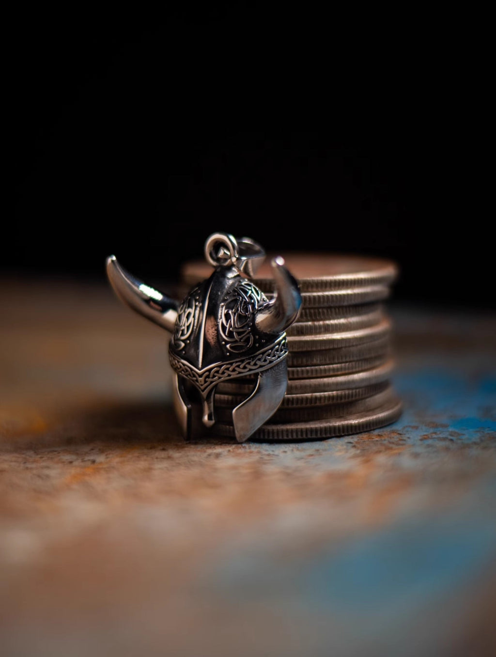 Vintage Warrior Helmet Pendant Necklace