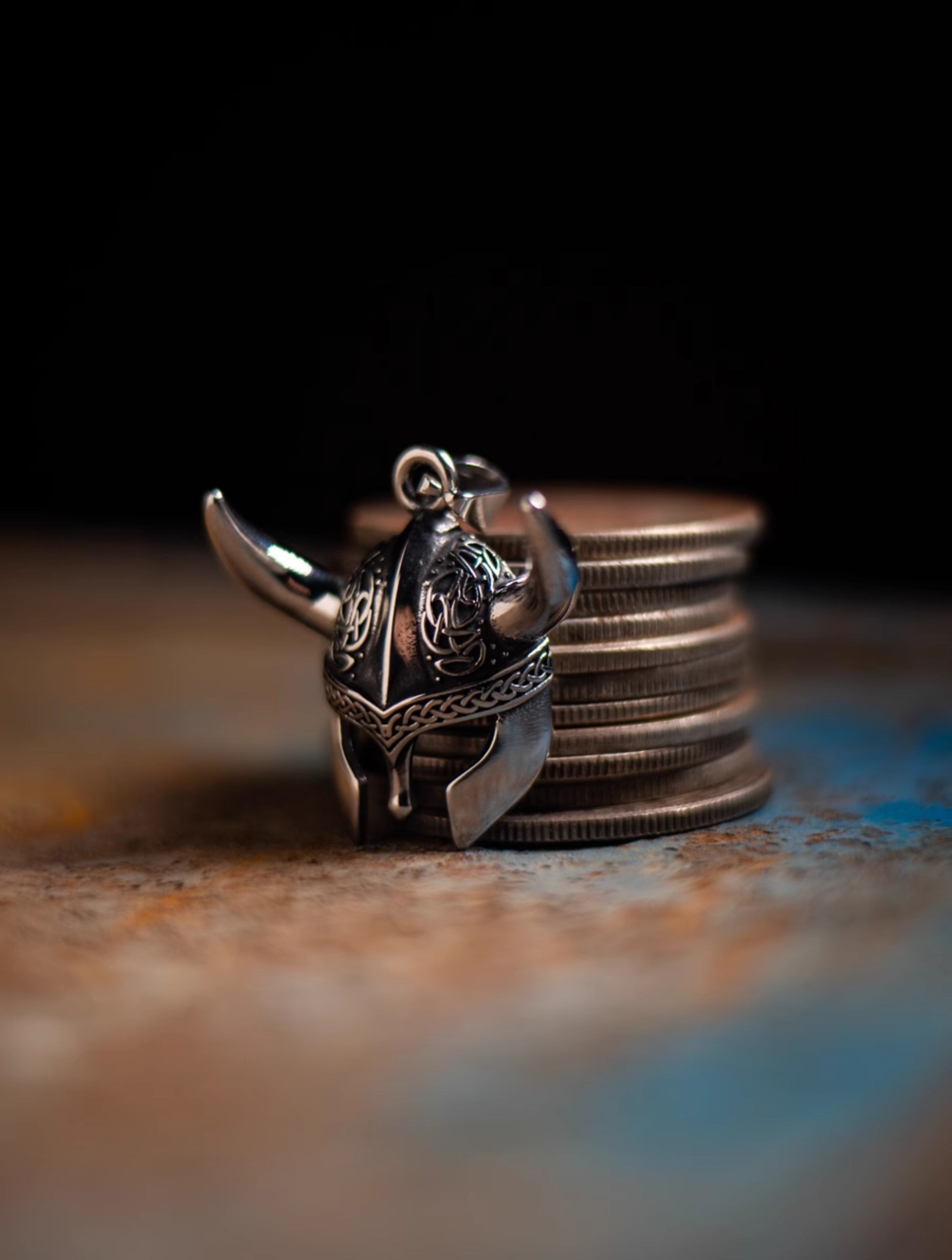 Vintage Warrior Helmet Pendant Necklace