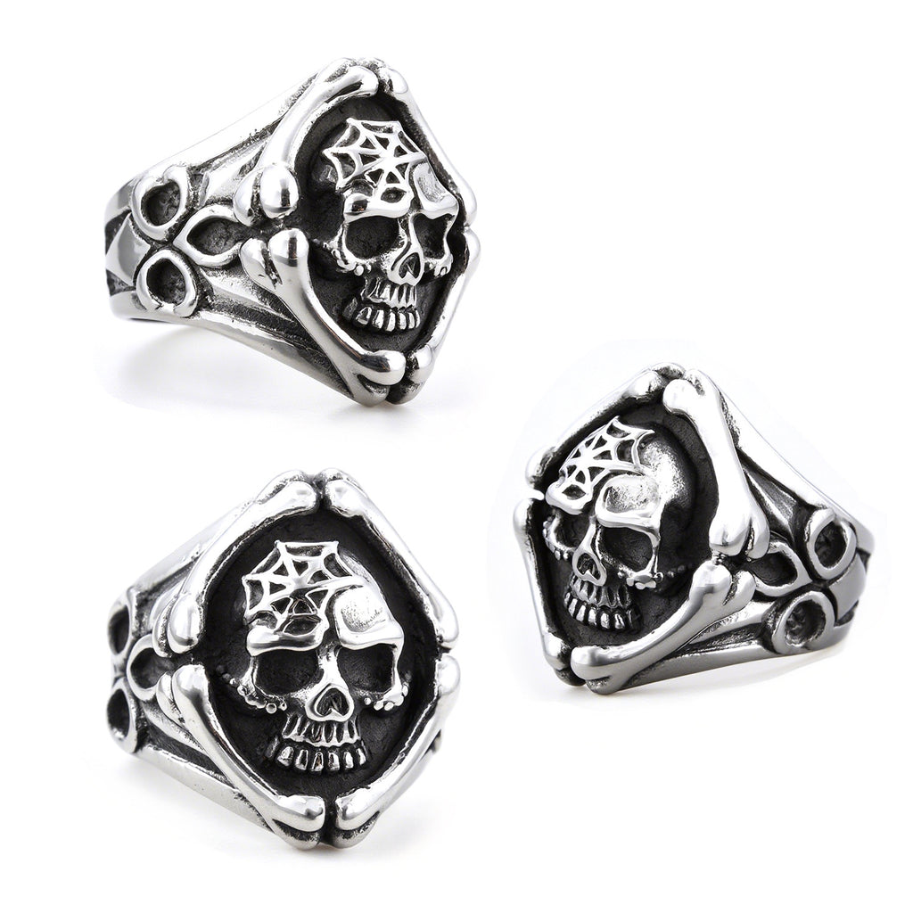 Retro motorcycle Death skull ring