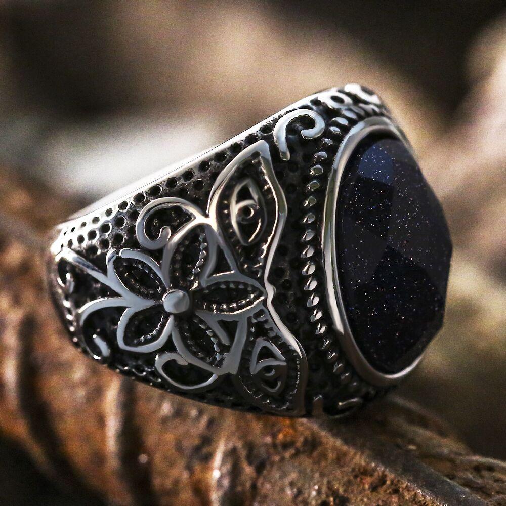 Pattern Tiger's Eye Men's Gemstone Ring