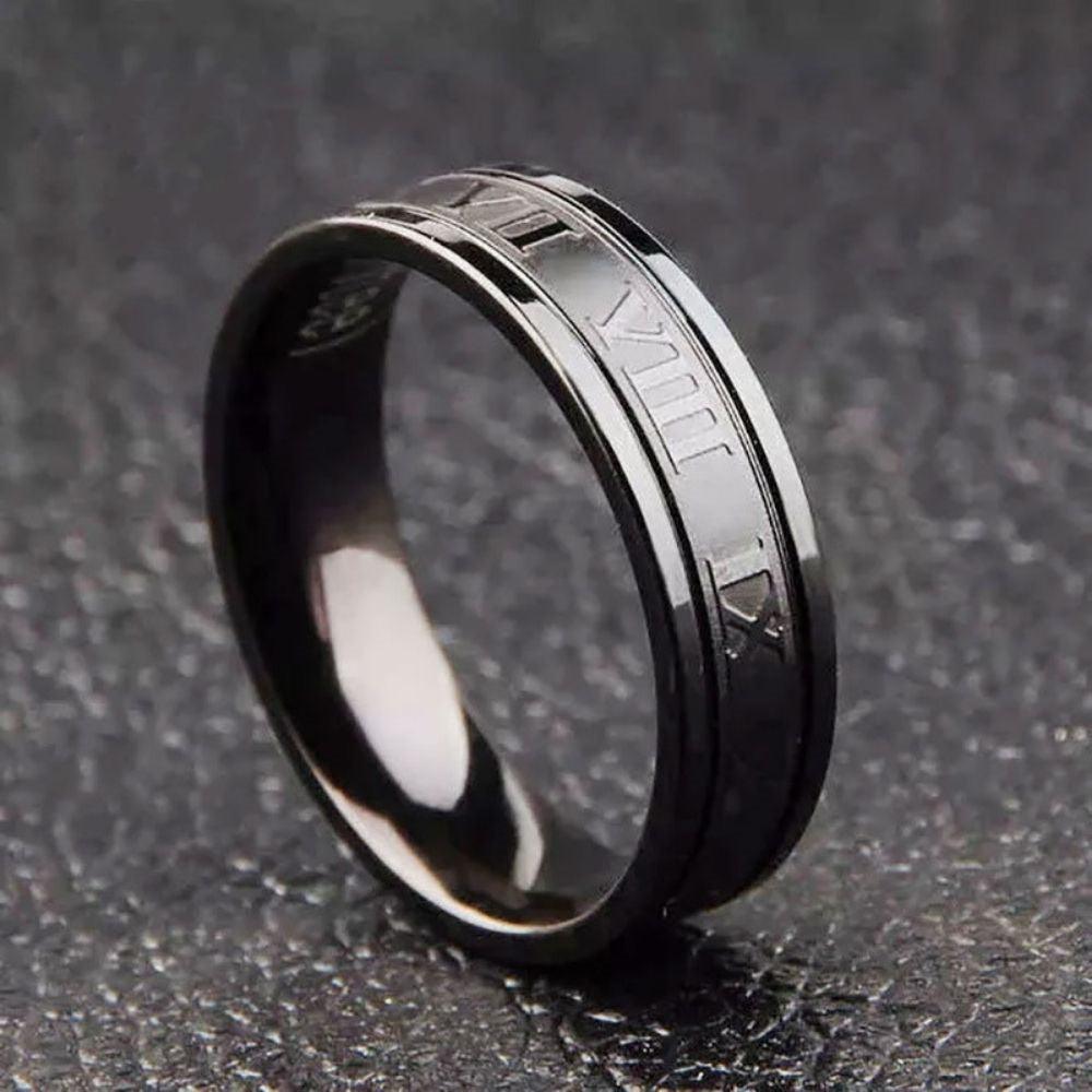 Roman Numeral Stainless Steel Ring
