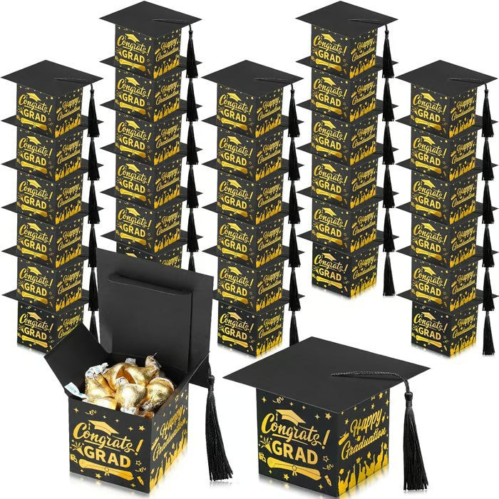30 Tasseled Graduation Cap Candy Boxes