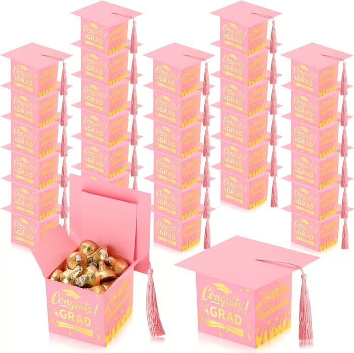 30 Tasseled Graduation Cap Candy Boxes