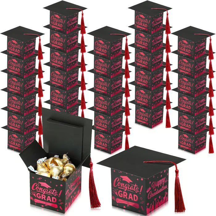 30 Tasseled Graduation Cap Candy Boxes