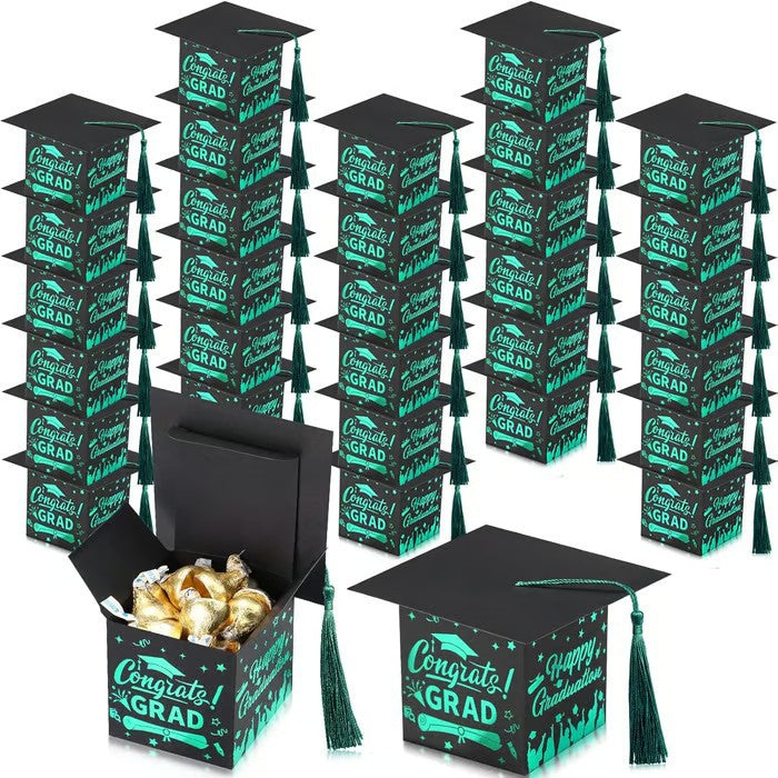 30 Tasseled Graduation Cap Candy Boxes