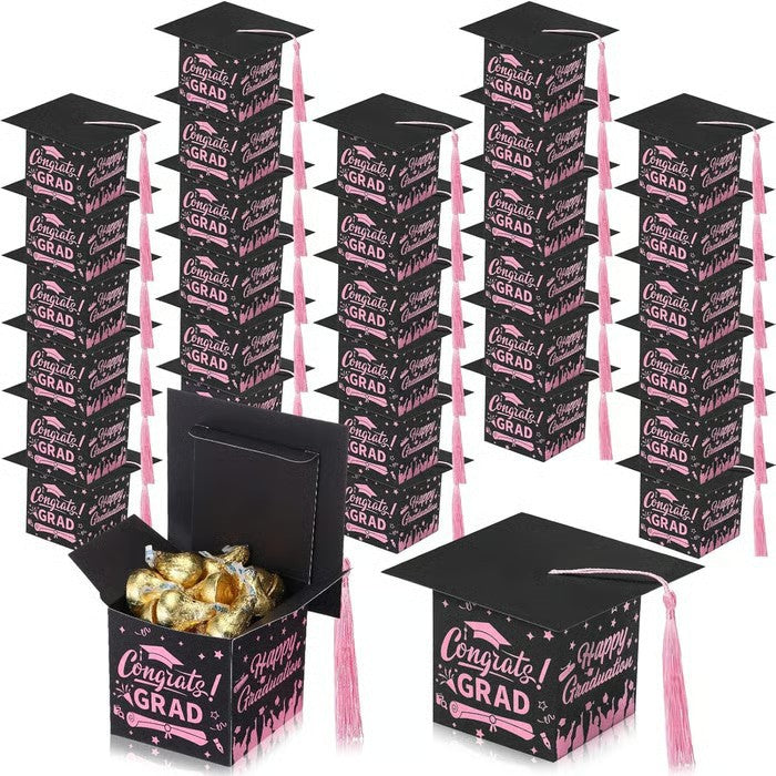 30 Tasseled Graduation Cap Candy Boxes