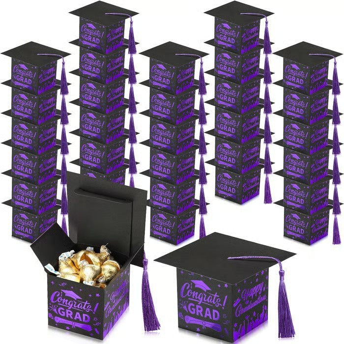 30 Tasseled Graduation Cap Candy Boxes