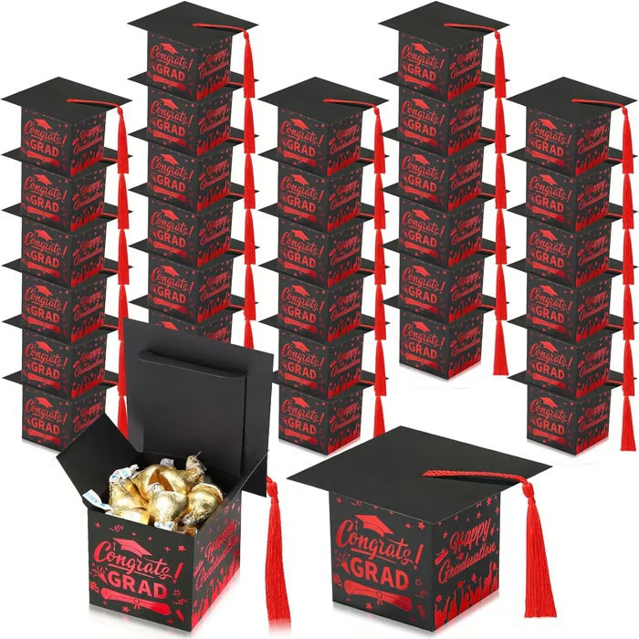 30 Tasseled Graduation Cap Candy Boxes