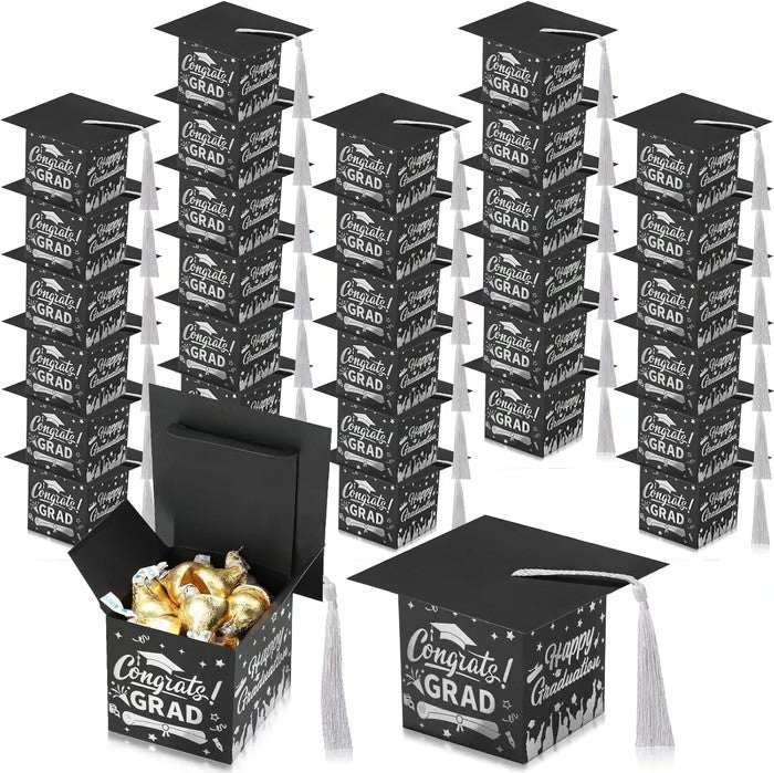30 Tasseled Graduation Cap Candy Boxes