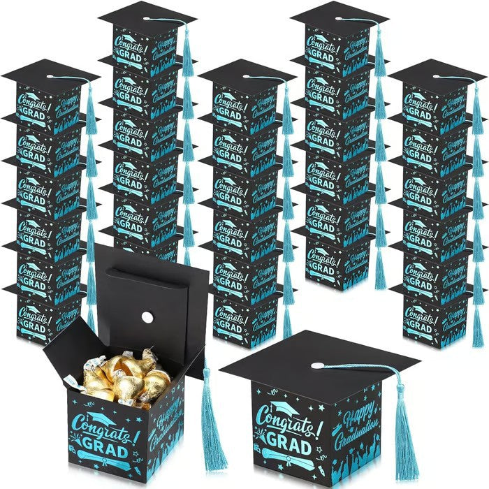 30 Tasseled Graduation Cap Candy Boxes
