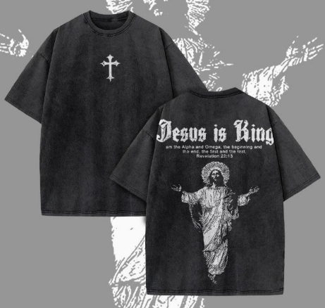 🧢 JESUS IS KING VINTAGE WASHED GRAPHIC TEE