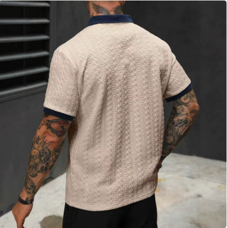 Men’s Premium Textured Knit Polo Shirt – Short Sleeve Slim Fit Old Money Casual Top
