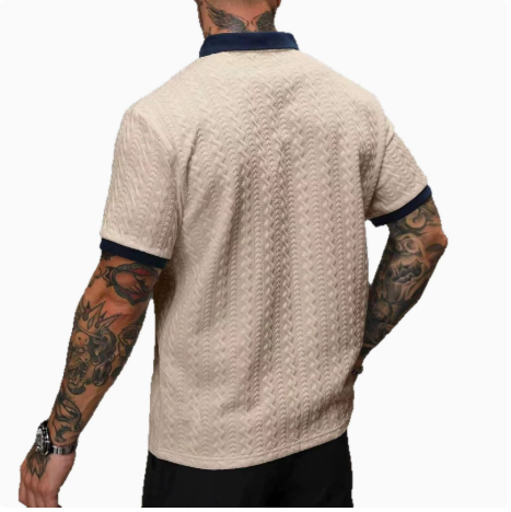 Men’s Premium Textured Knit Polo Shirt – Short Sleeve Slim Fit Old Money Casual Top