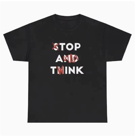 Stop And Think Graphic Tee – Minimal Meme Streetwear Cotton T-Shirt for Men