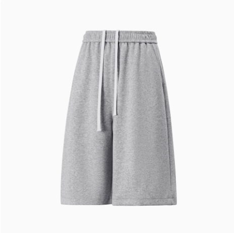 Men’s Cropped Sweat Shorts – Minimal Streetwear Relaxed Fit Drawstring Athletic Shorts