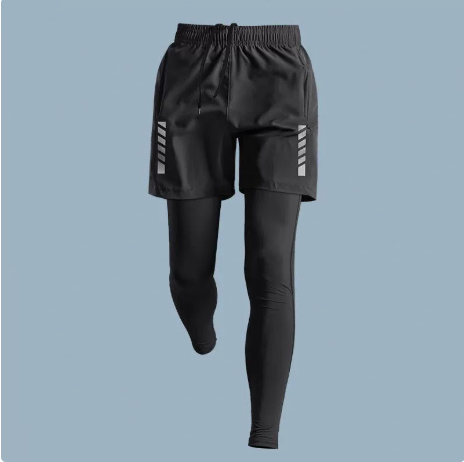 Men’s 3-in-1 Performance Running Shorts Set – Compression Base Layer Athletic Streetwear Shorts