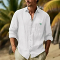 Men’s Lightweight Linen Button-Up Shirt – Old Money Resort Casual Long Sleeve Shirt