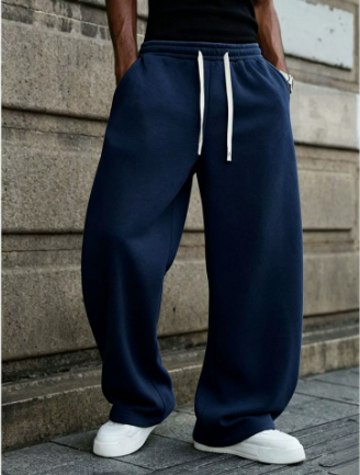 Men’s Oversized Drawstring Sweatpants – Minimal Cleanfit Streetwear Jogger Pants
