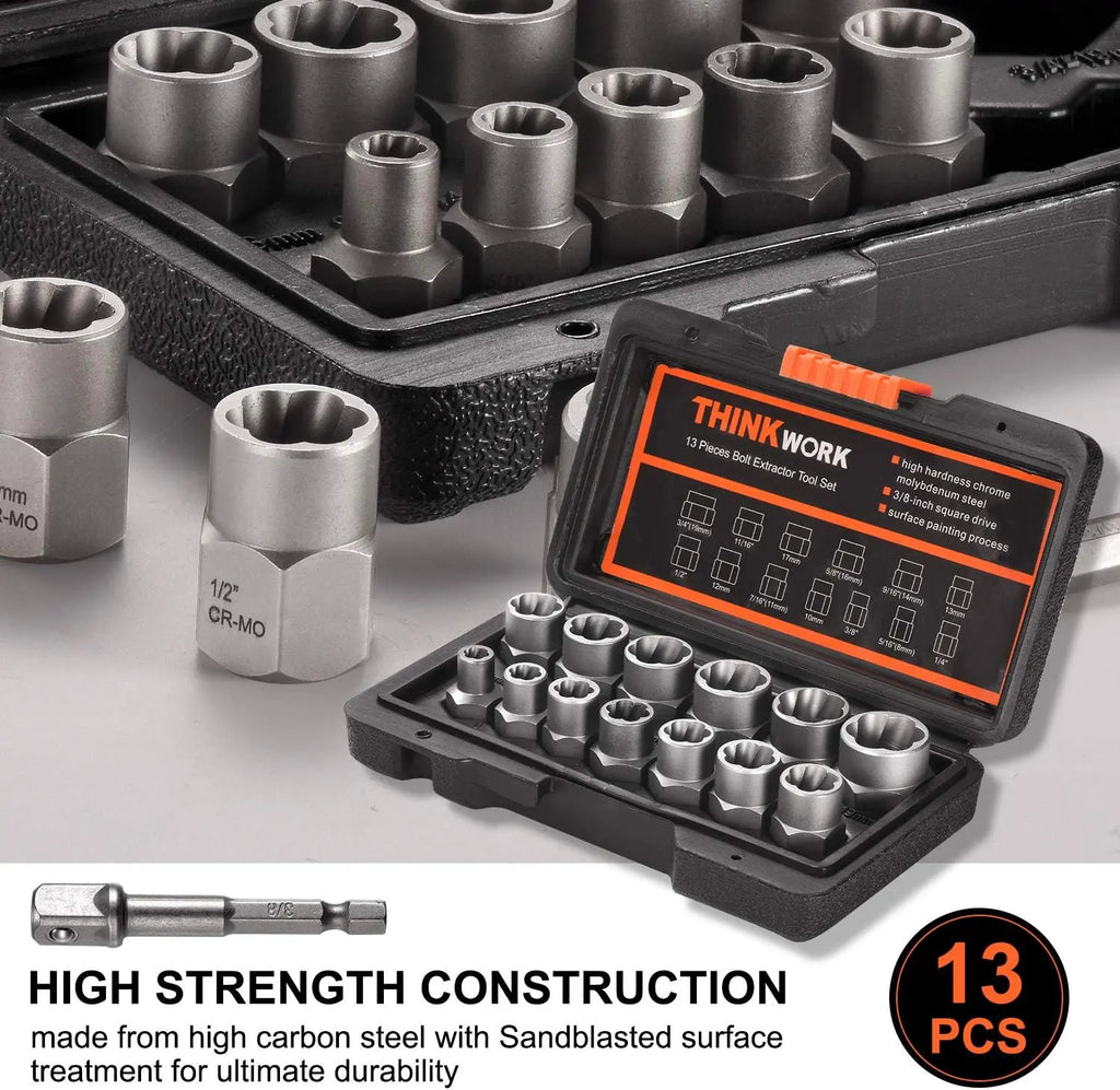 13-Piece Bolt Extractor Socket Set – Grip Damaged Bolts &amp; Get the Job Moving