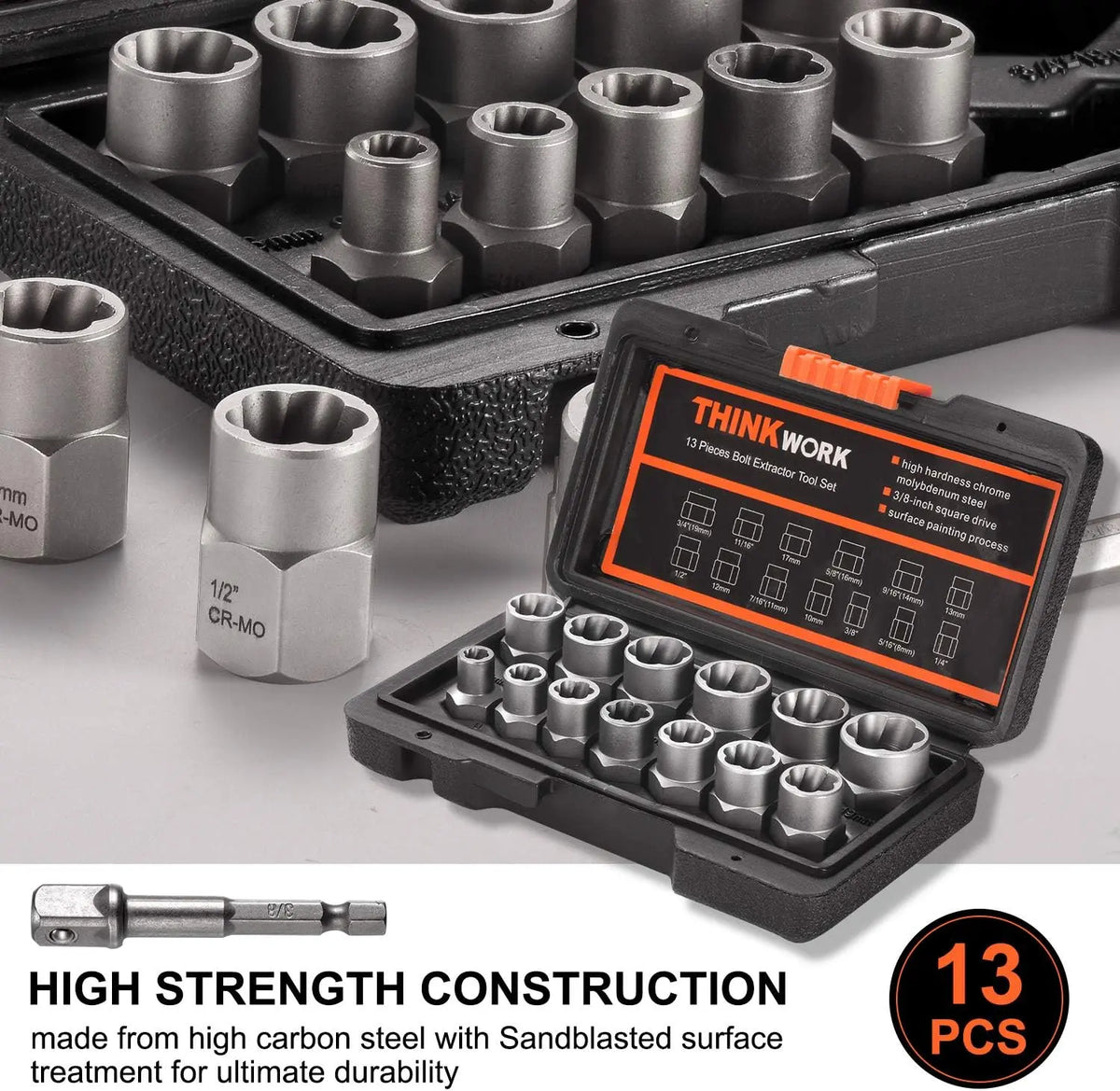 13-Piece Bolt Extractor Socket Set – Grip Damaged Bolts &amp; Get the Job Moving