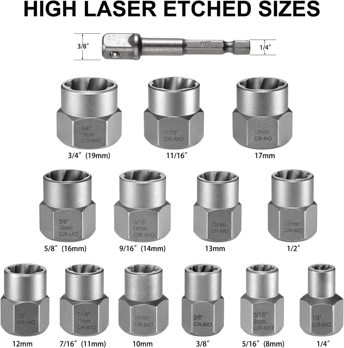13-Piece Bolt Extractor Socket Set – Grip Damaged Bolts &amp; Get the Job Moving
