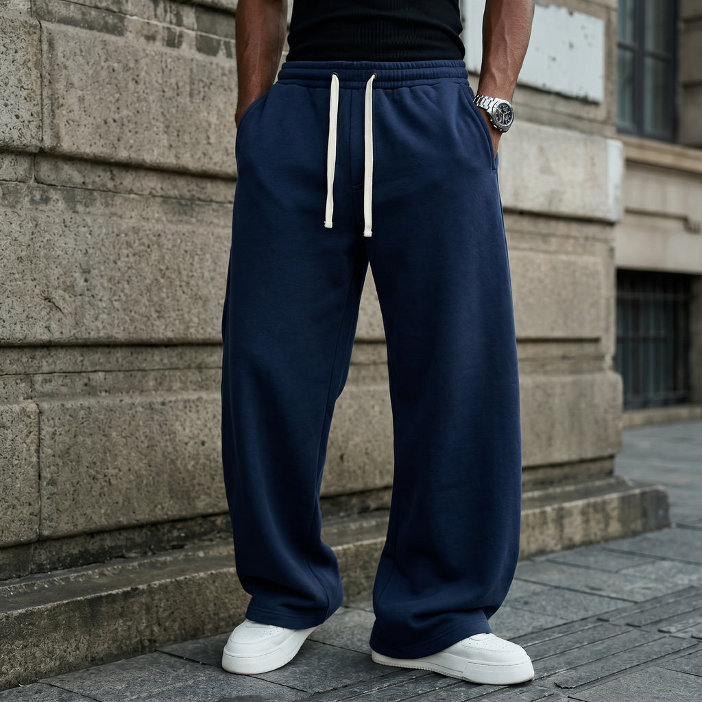Men’s Oversized Drawstring Sweatpants – Minimal Cleanfit Streetwear Jogger Pants