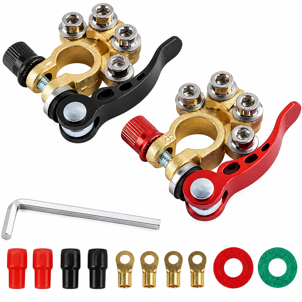 4-Way Quick-Disconnect Battery Terminal Clamp Connectors