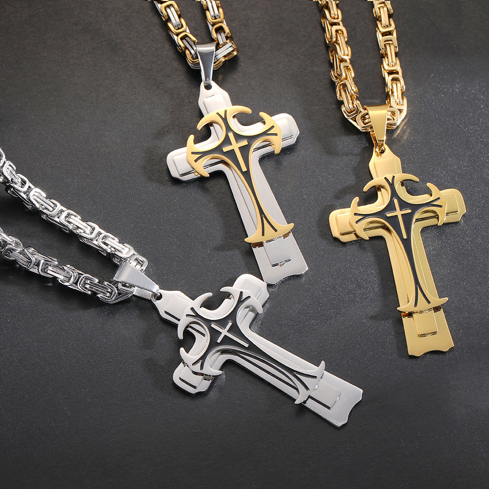 Three-layer cross pendant