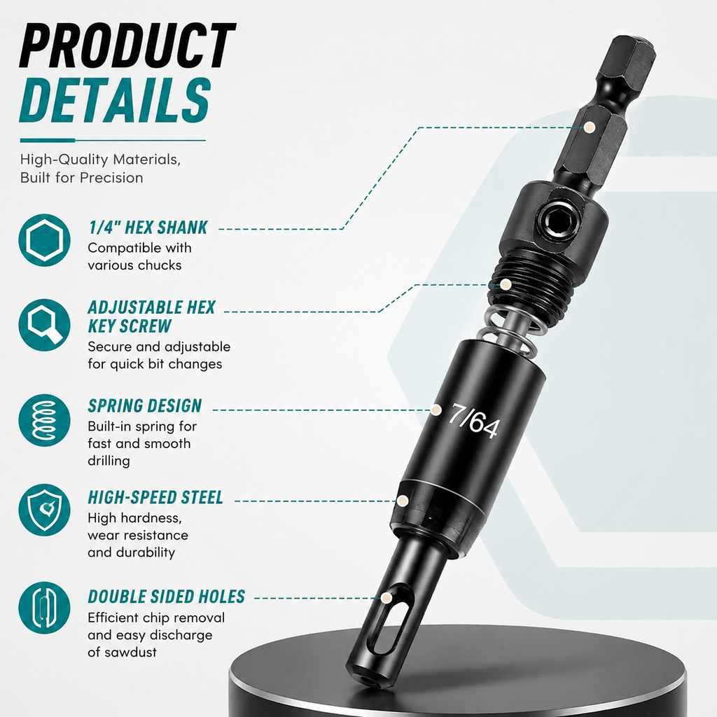 3-Piece Self-Centering Drill Bit Set — Start Every Hole Where You Want It