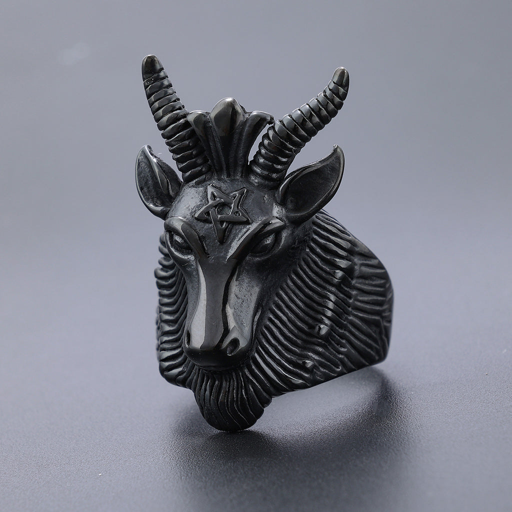 Five-pointed star ram shape 925 silver ring