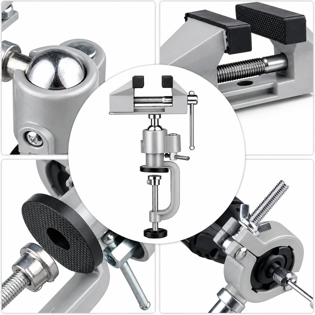 Clamp-On Swivel Bench Vise — Hold Small Parts Where You Need Them