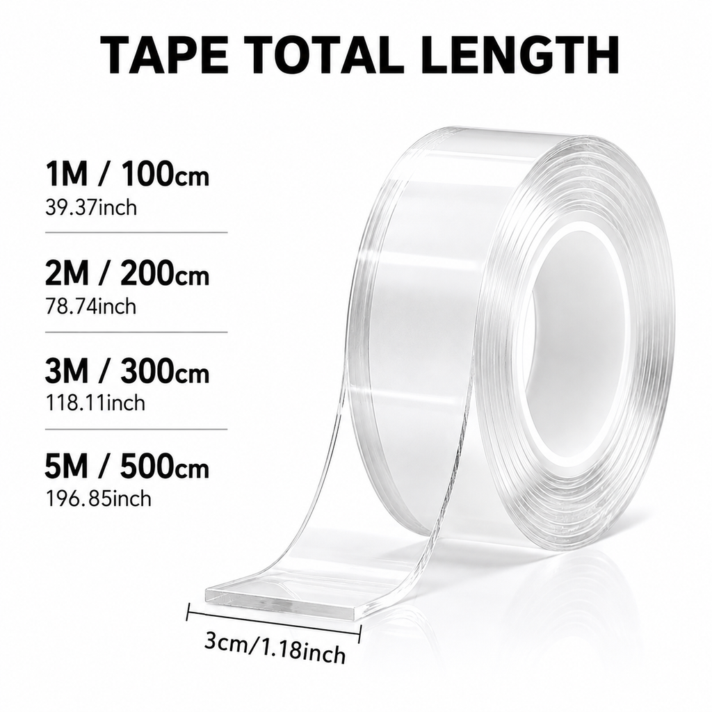 Clear Nano Double-Sided Tape – Mount, Organize &amp; Fix Without Drilling