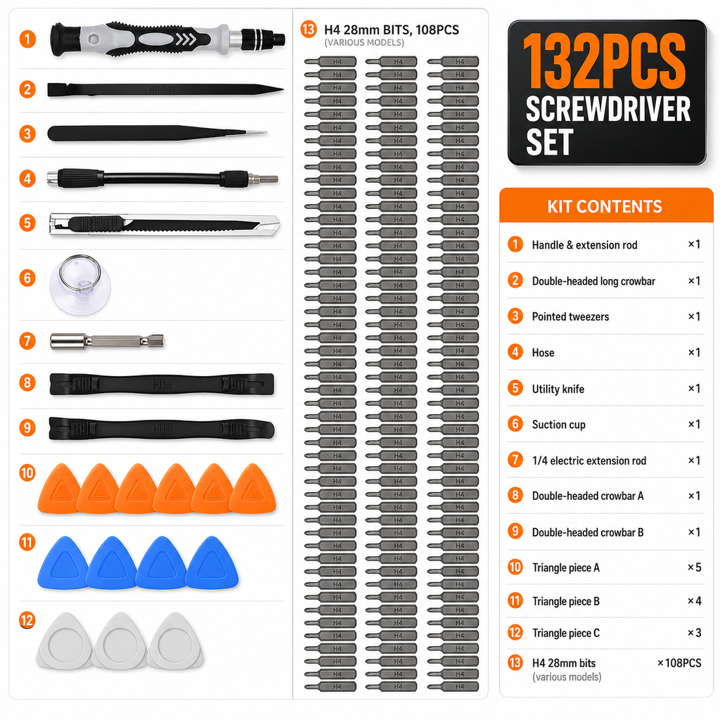 132PCS Precision Screwdriver Set – One Organized Kit for Everyday Repairs