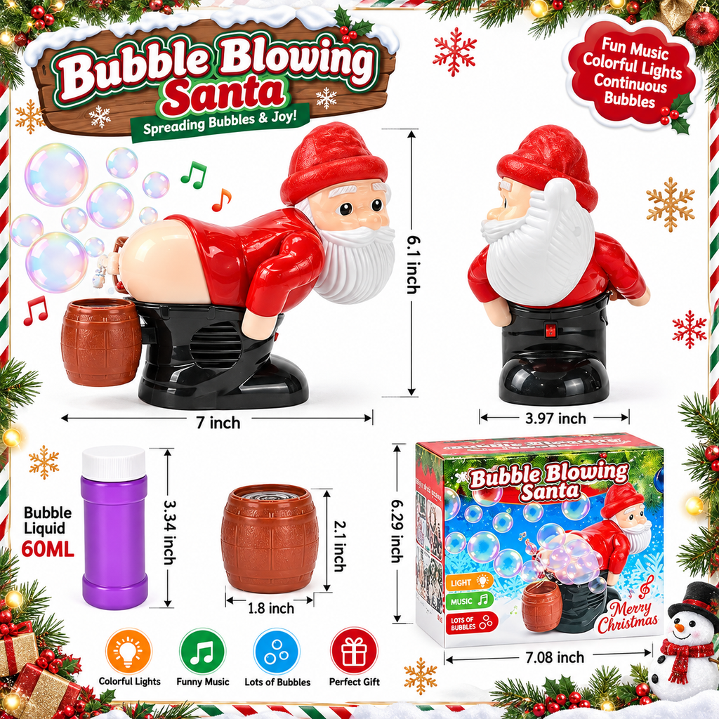 Bubble-Blowing Santa with Music &amp; Lights — Bring Bubbles and Laughs to Christmas