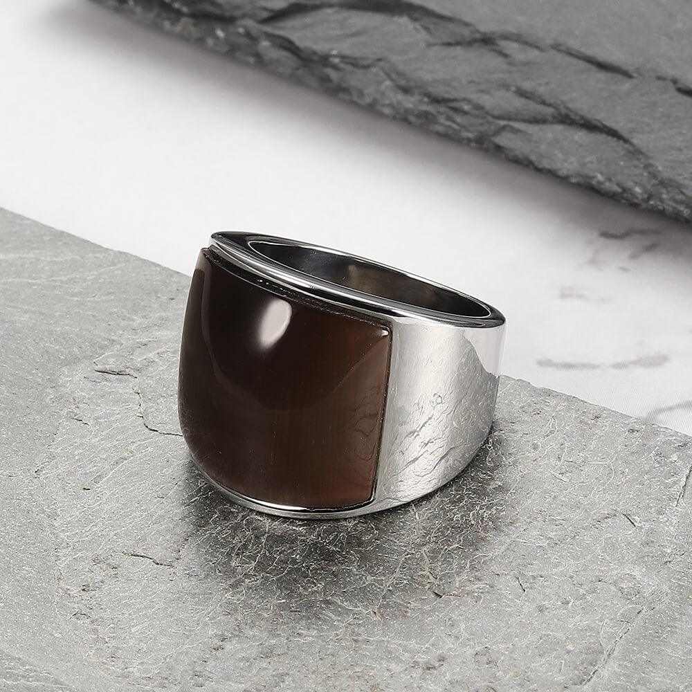 Cat's-eye Stainless Steel Men's Gemstone Ring