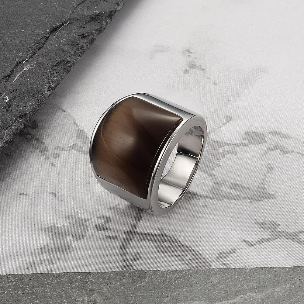 Cat's-eye Stainless Steel Men's Gemstone Ring