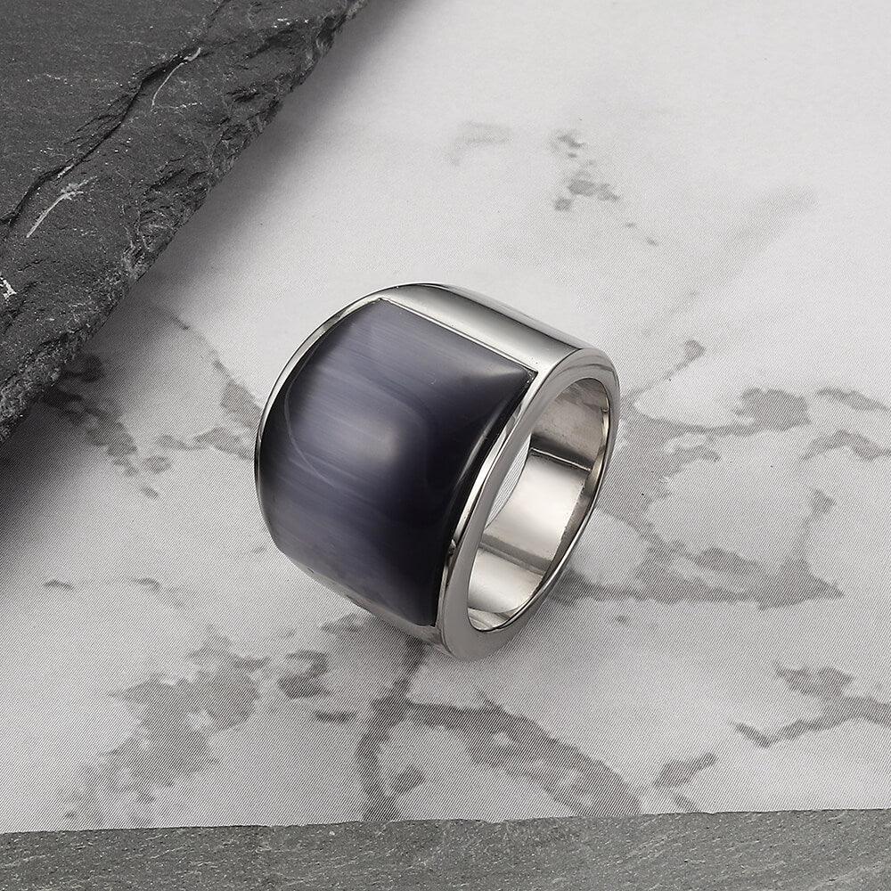 Cat's-eye Stainless Steel Men's Gemstone Ring