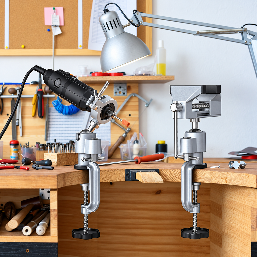 Clamp-On Swivel Bench Vise — Hold Small Parts Where You Need Them