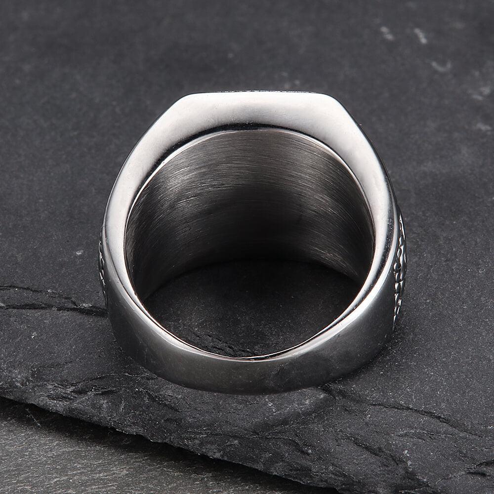 Classic Tulip Stainless Steel Men's Gemstone Ring