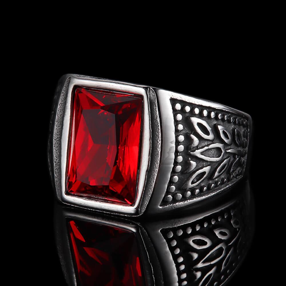 Classic Tulip Stainless Steel Men's Gemstone Ring