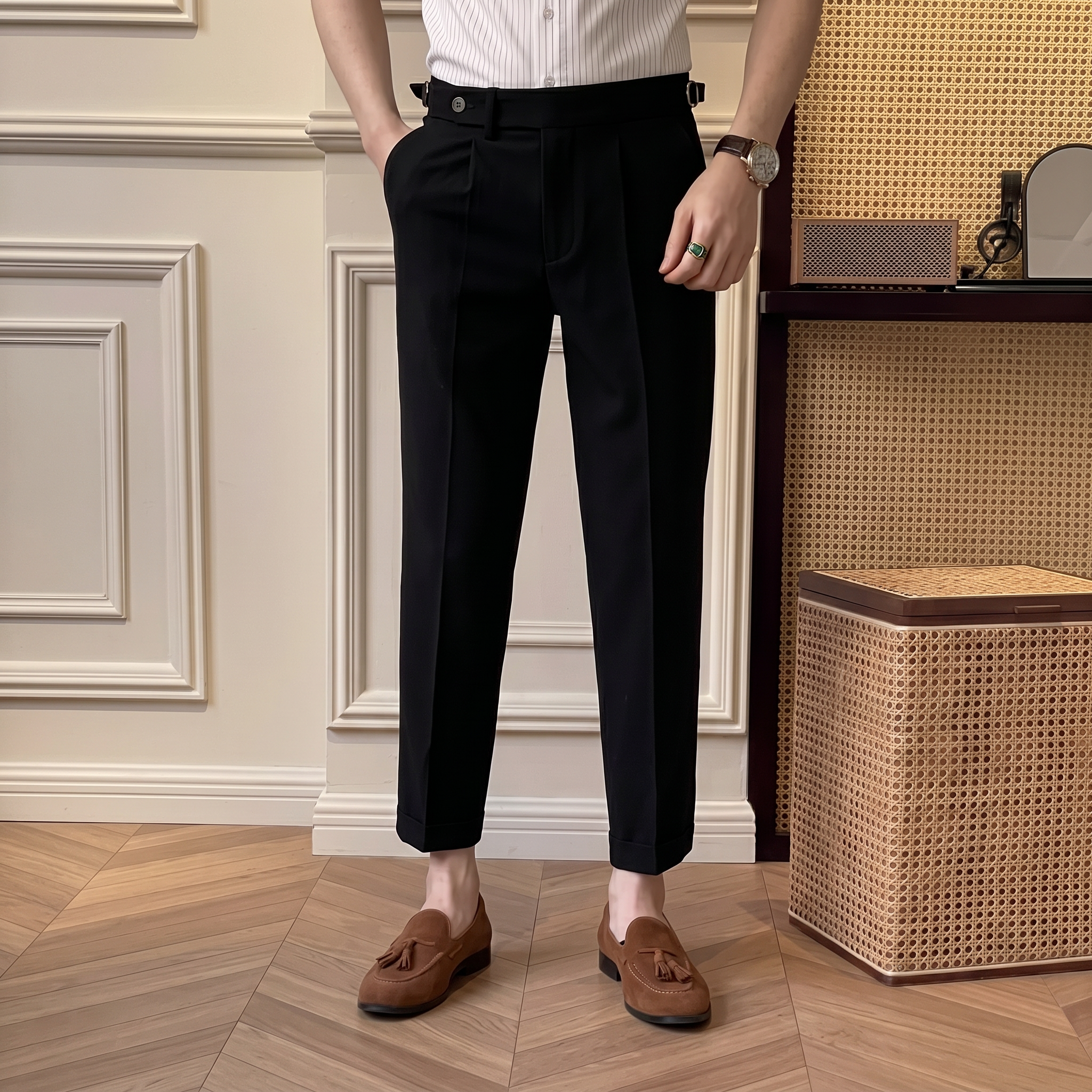 MEN’S OLD MONEY SLIM FIT PLEATED DRESS PANTS
