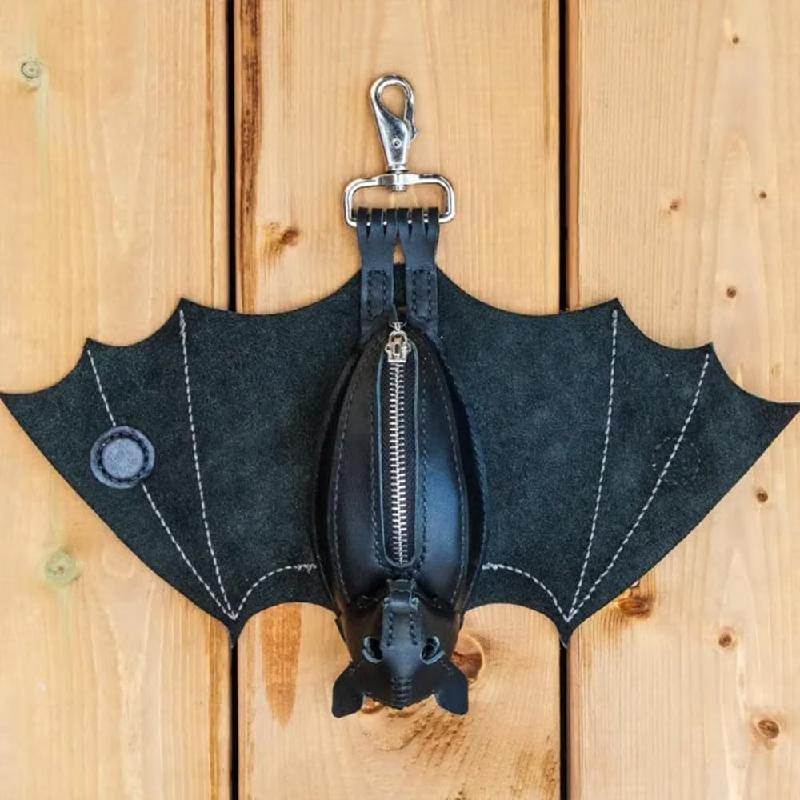 Handmade leather bat wallet