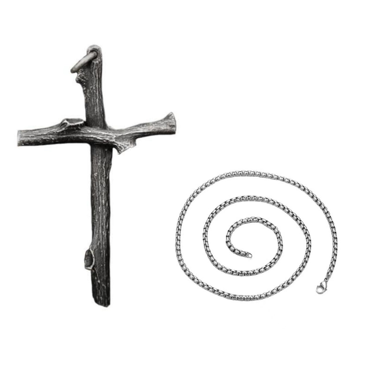 Imitation wooden cross necklace