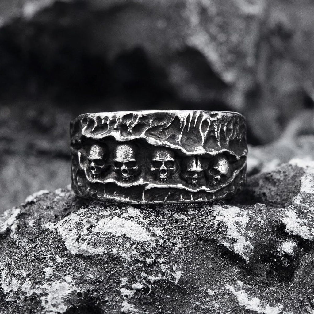 Hip Hop Punk Skull Sterling Silver Ring